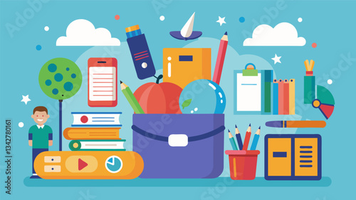 The Homework Club provides a variety of school supplies for students to borrow ensuring that they have all the necessary tools to complete their assignments.. Vector illustration