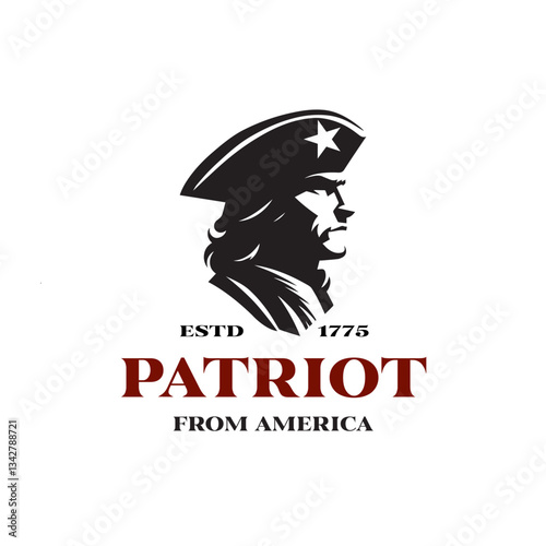 american continental wear tricon hat. patriot revolution war logo design