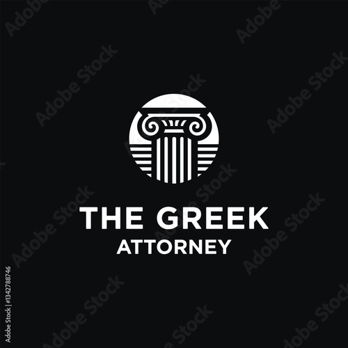 greek law firm attorney pillar historical building logo design