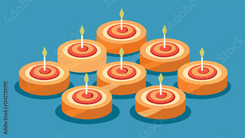 Small bitesized turkey and cheese pinwheels are carefully arranged and secured with toothpicks creating a visually appealing and nutritious lunch.. Vector illustration