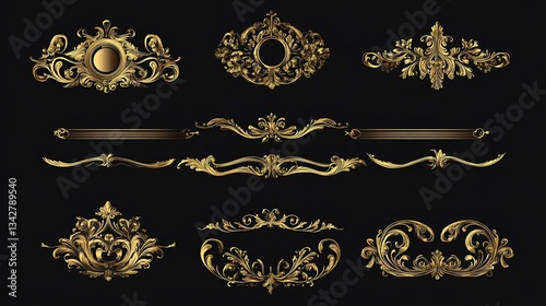 Elegant Vintage Gold Design Illustration Template. Isolated Background for Business Collection with Classic and Luxurious Aesthetic.