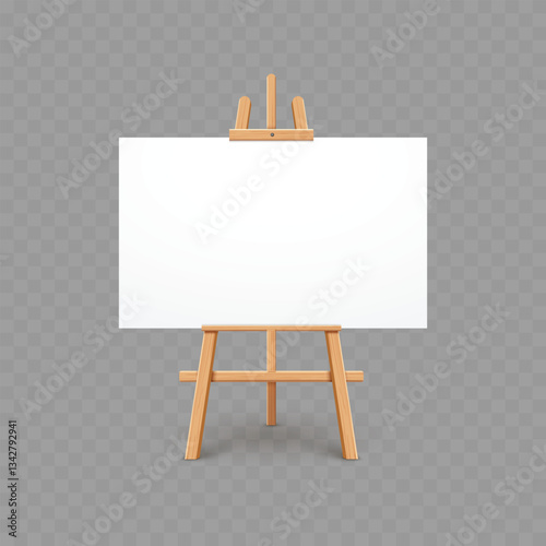 Empty Canvas on Wooden Easel. Vector