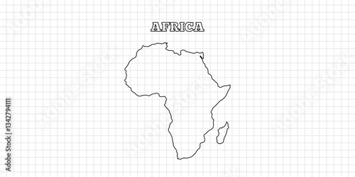 Africa map travel with outline simple drawing version Illustration