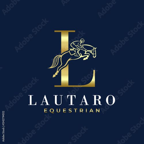 Elegant Luxury Abstract Line Letter L Monogram Horse Jump Alphabet Logo, Show Jumping Logo, Horse Jump, Typography