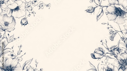 Wallpaper Mural Floral Border in Blue Tones Torontodigital.ca