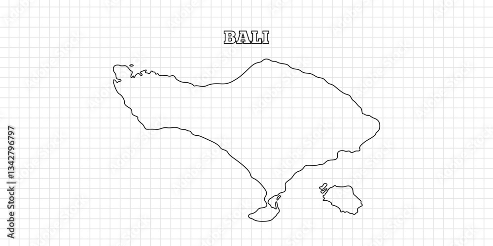 Bali map travel with outline simple drawing version Illustration Bali map travel with outline simple drawing version Illustration