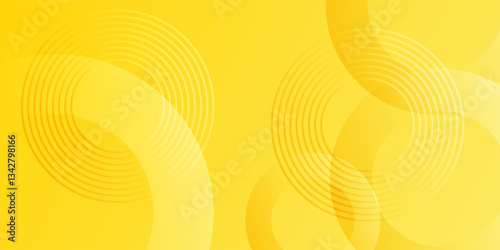 vibrant yellow abstract vector background featuring overlapping circular shapes and thin concentric rings, creating a modern and dynamic design