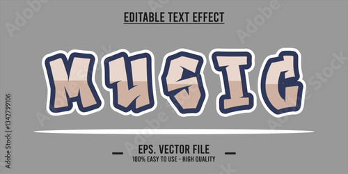 typography MUSIC word art illustration, editable text effect, eps file format