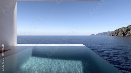 Modern infinity pool overlooking the sea