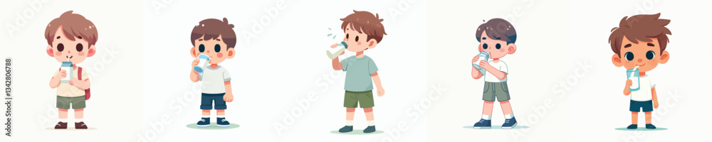 vector of a boy drinking milk vector of a boy drinking milk