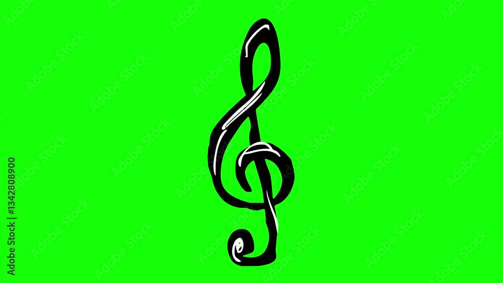 Animated Treble Clef Symbol with Greenscreen Background Animated Treble Clef Symbol with Greenscreen Background