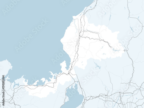 日本の福井県と隣接する都道府県を含む、シンプルなロードマップ