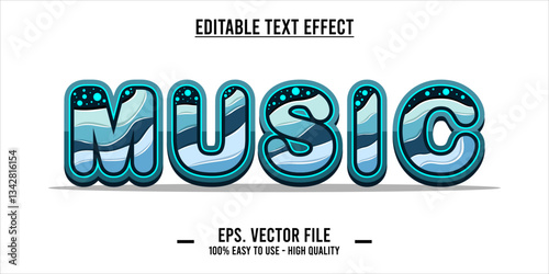 typography MUSIC word art illustration, editable text effect, eps file format