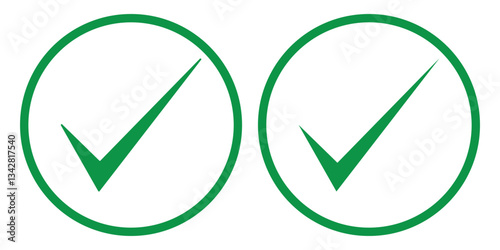 Green tick - symbol of certification and verification on social media and social network. Verified and certified official account and profile. Symbol, sign and icon. Green tick verified badge icon. 
