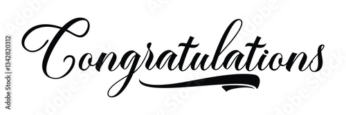 "Congratulations!" bulk lettering greeting sign. Handwritten modern brush lettering with golden stars. Text for card, T-shirt print, banner, poster, web, notebook, sketchbook. Isolated vector