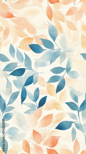 Wallpaper Mural Dreamy Watercolor Floral Pattern with Soft Colorful Leaves Torontodigital.ca