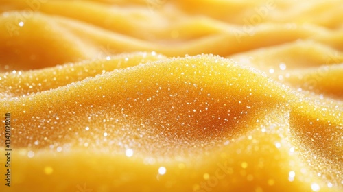 A vibrant yellow smudge, reminiscent of sun-baked desert sand, reveals the texture of a tropical salt scrub, promising a rejuvenating and exfoliating experience.