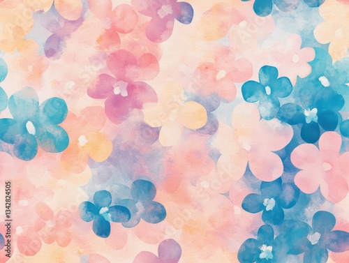 Colorful Neon Watercolor Flower Seamless Pattern Design for Print