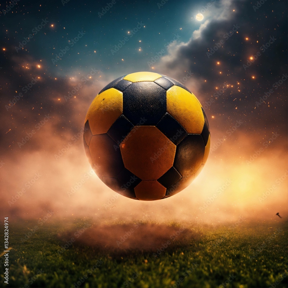 Naklejka premium soccer ball on grass