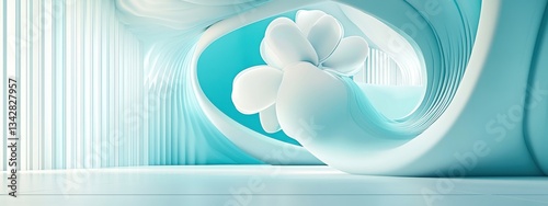 Abstract Organic Shapes in Soft Blue and White Color Palette