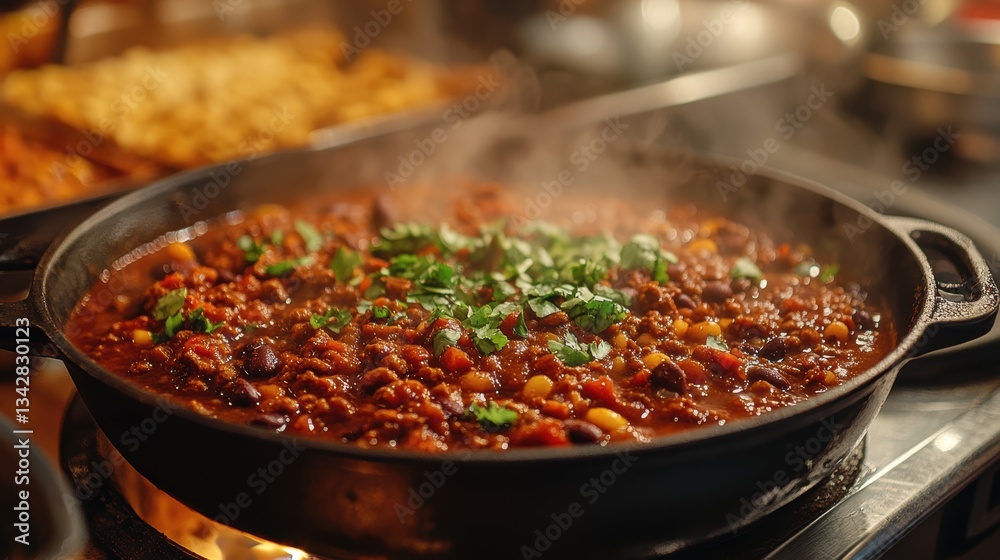A symphony of flavors unfolds in a vibrant bowl of chili con carne, its fiery red hue hinting at the bold and savory journey within. A symphony of flavors unfolds in a vibrant bowl of chili con carne, its fiery red hue hinting at the bold and savory journey within.