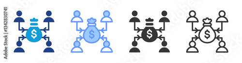 Crowdfunding icon set multiple style collection