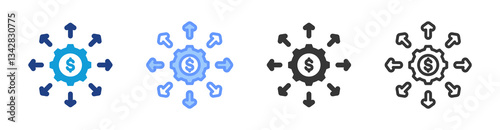 Scalability icon set multiple style collection