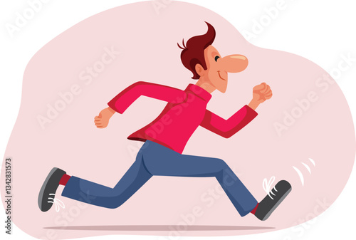 
Funny Man Running Vector Cartoon Illustration Character 
Silly runner rushing to get to the destination with determination
