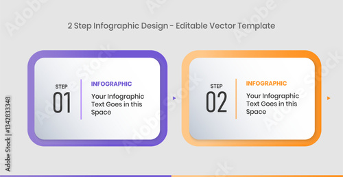 2 Steps Infographics Design Template - Graph, Pie chart, workflow layout, rectangular diagram, brochure, report, presentation, web design. Editable Vector illustration