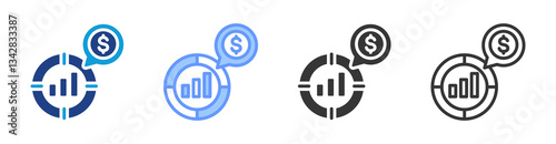 Market Penetration icon set multiple style collection