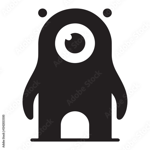 Cute One-Eyed Monster Silhouette Vector Illustration for Kids