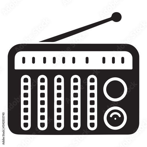 Retro radio illustration vector design for vintage media projects