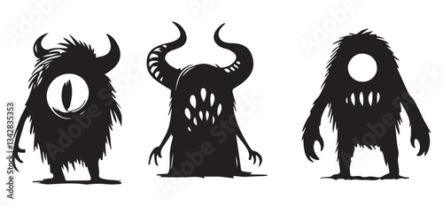 Silhouette Monster Silhouettes A Trio of Vector Illustration Designs