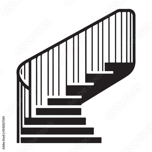 Elegant Staircase Illustration Interior Design Silhouette Architecture