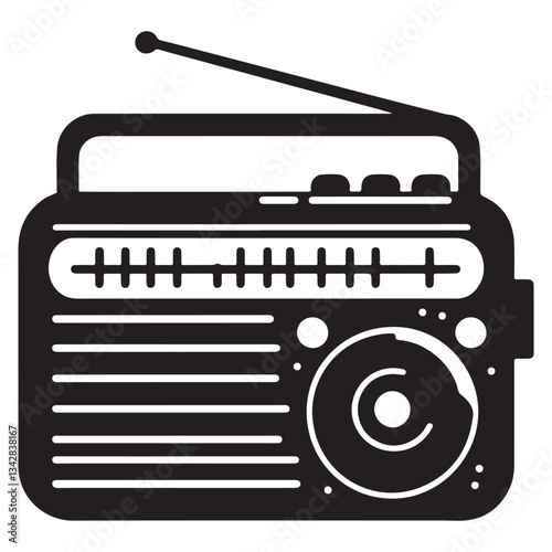 Vintage Radio Silhouette Vector Illustration Perfect for Nostalgic Designs