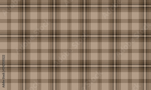 Seamless plaid pattern, cream, brown, looks warm and stylish, suitable for clothing design such as skirts, pants or various fashion outfits, vector illustration.