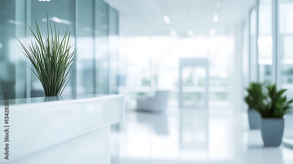 Fototapeta premium Modern Hospital Hallway with Blurred Reception Area for Healthcare Marketing
