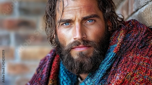 Thoughtful man with a beard and scarf illustrating the compassionate touch of jesus in a reflective moment