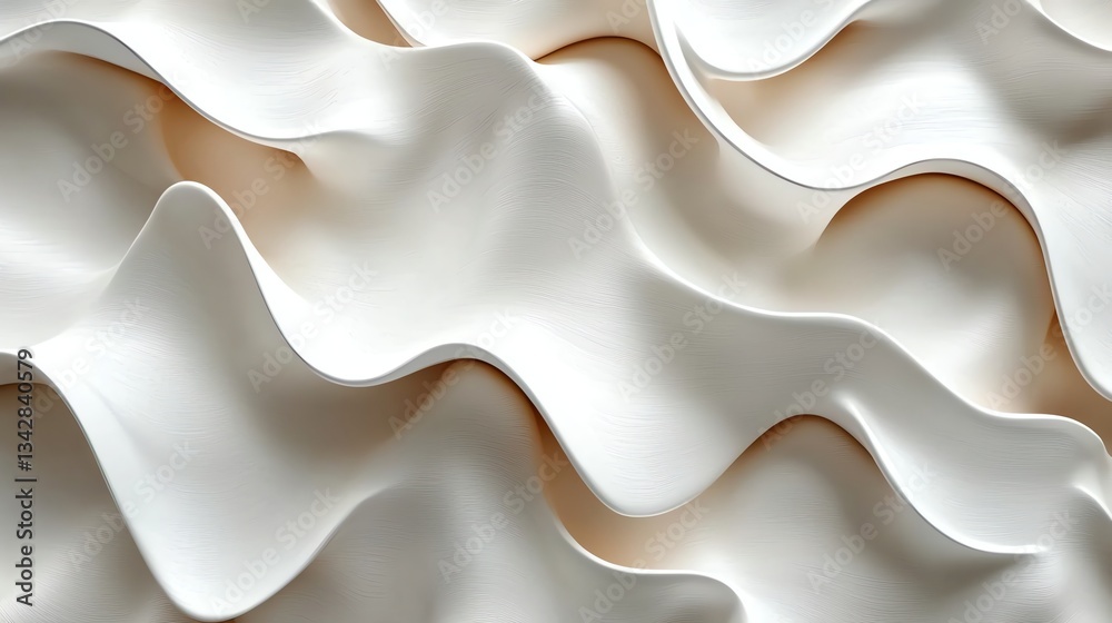 Obraz premium White Wavy Abstract Background with Elegant Smooth Silk-like Texture