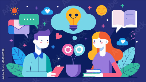 A discussion on the science behind positive psychology and its practical applications for wellbeing.. Vector illustration