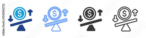 Variable Cost icon set multiple style collection