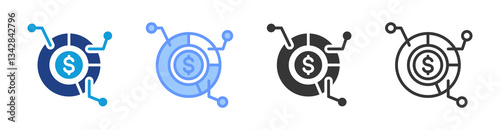 Fund Allocation icon set multiple style collection