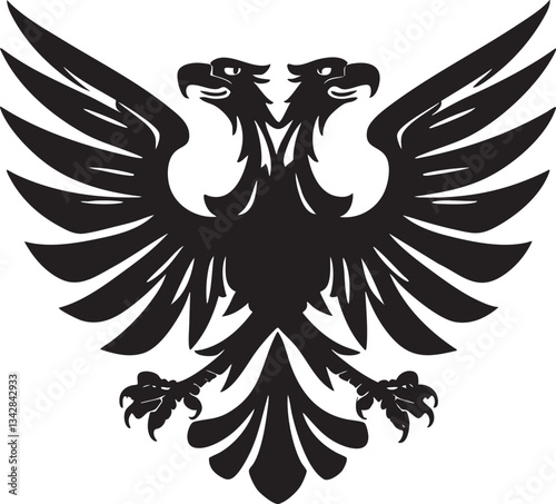 Albanian Flag Double Headed Eagle Black Vector Graphic