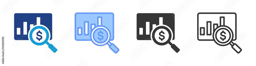 Analysis icon set multiple style collection Analysis icon set multiple style collection