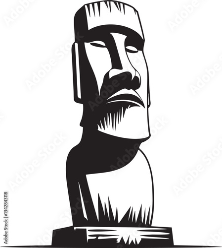 Bild auf Leinwand Moai Statue Black and White Vector Outline