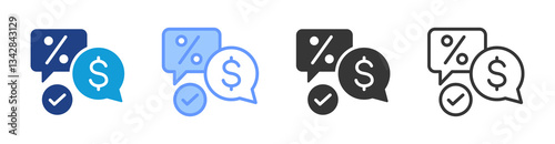 Negotiation icon set multiple style collection