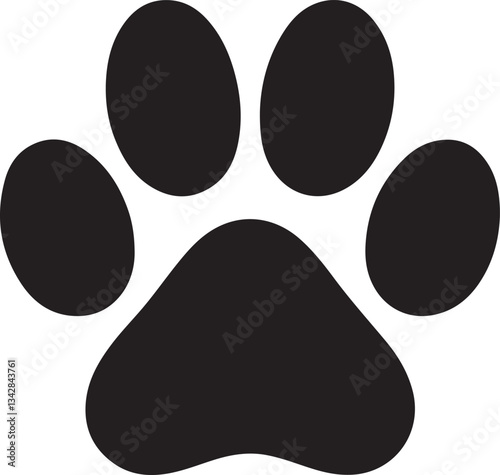 Dog paw silhouette vector icon