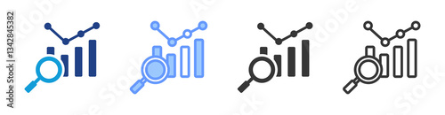 Analysis icon set multiple style collection