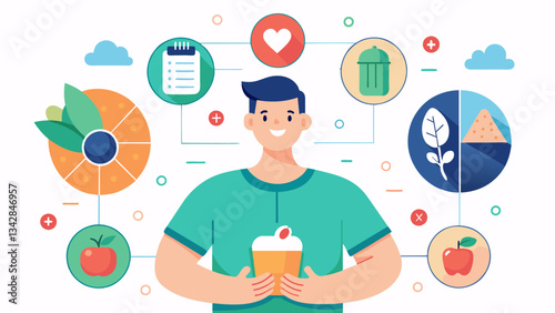 A personalized nutrition plan that recognizes the unique needs and challenges of each individual creating a sustainable and wellrounded approach to reaching health and wellness. Vector illustration