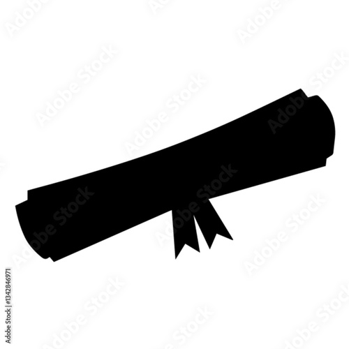 Silhouette of a scroll tied with a ribbon, history, ancient manuscripts, diplomas, or formal declarations